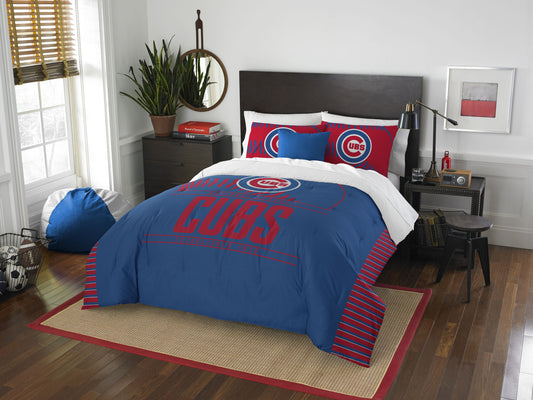 Cubs OFFICIAL MLB Bedding, "Grand Slam" Full/Queen Printed Comforter (86"x 86") & 2 Shams (24"x 30") Set