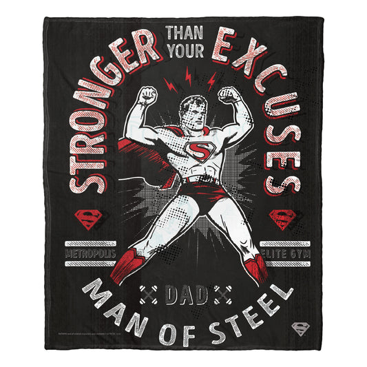 DC Superman, Stronger Than Excuses Throw Blanket 50"x60"