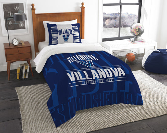 Villanova OFFICIAL Collegiate "Modern Take" Twin Comforter & Sham Set