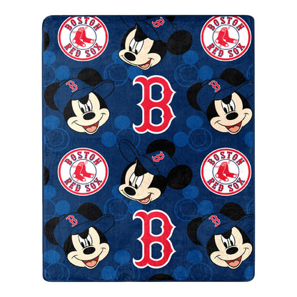Red Sox OFFICIAL MLB & Disney's Mickey Mouse Character Hugger Pillow & Silk Touch Throw Set; 40" x 50"