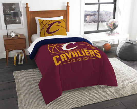 Cavaliers OFFICIAL NBA Bedding, "Reverse Slam" Printed TWIN Comforter (64"x 86") & 1 Sham (24"x 30") Set