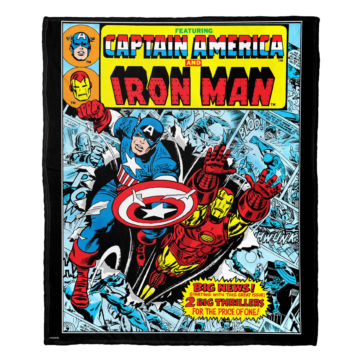 Marvel Comics Avengers "Double Feature" Throw Blanket 50"x60"