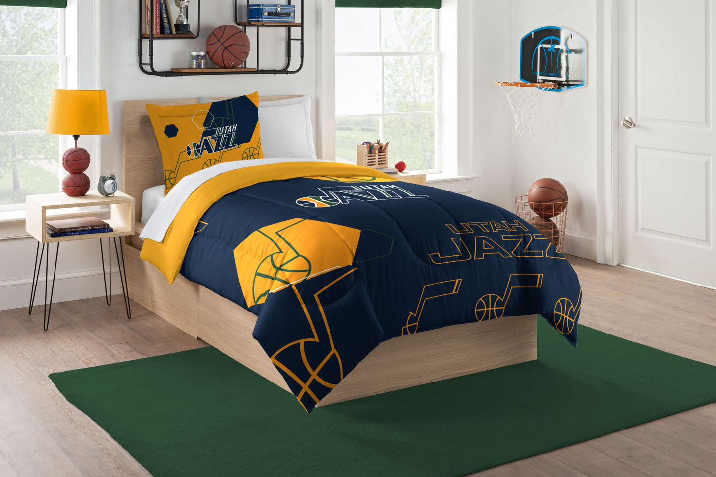 Jazz OFFICIAL NBA "Hexagon" Twin Comforter & Sham Set; 64" x 86"