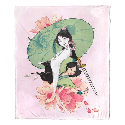 Disney Princess Mulan Collage Throw Blanket 50"x60"