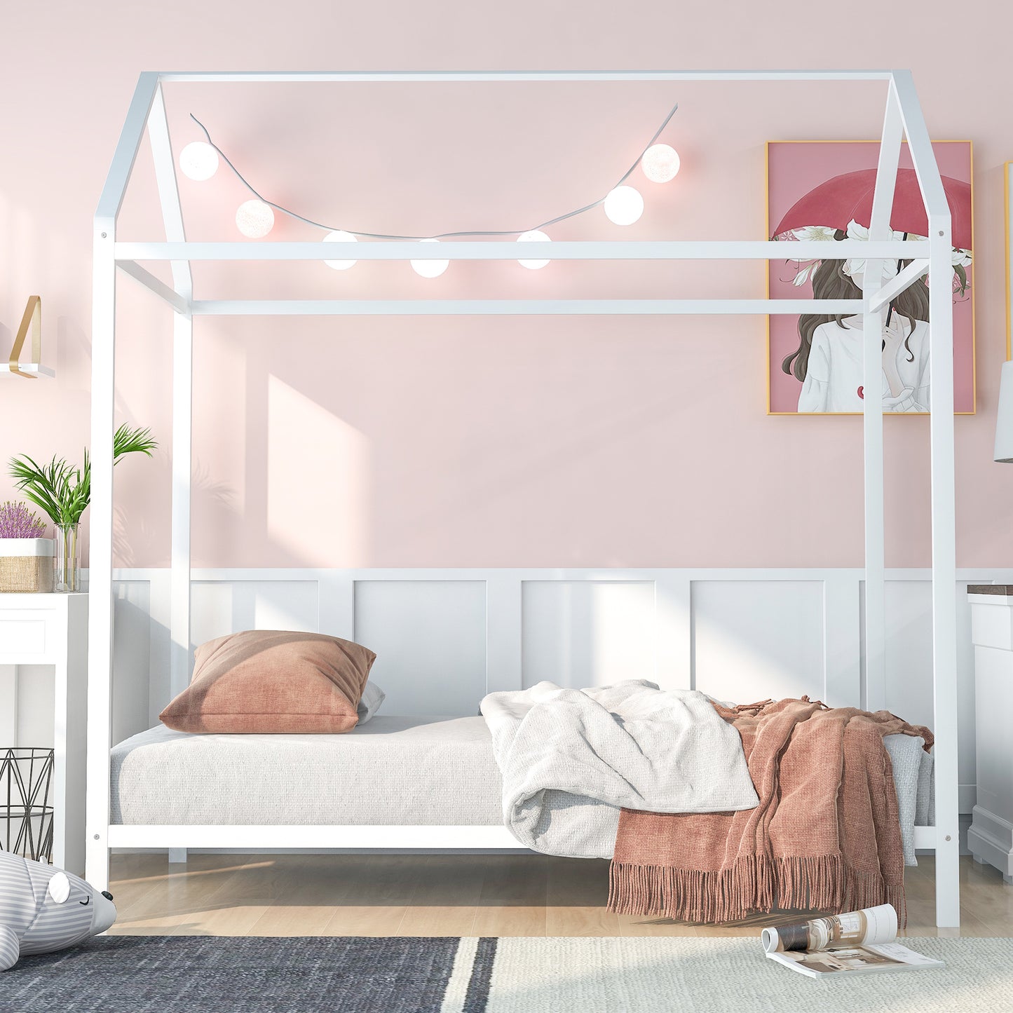 Kids House Style Canopy Twin Bed