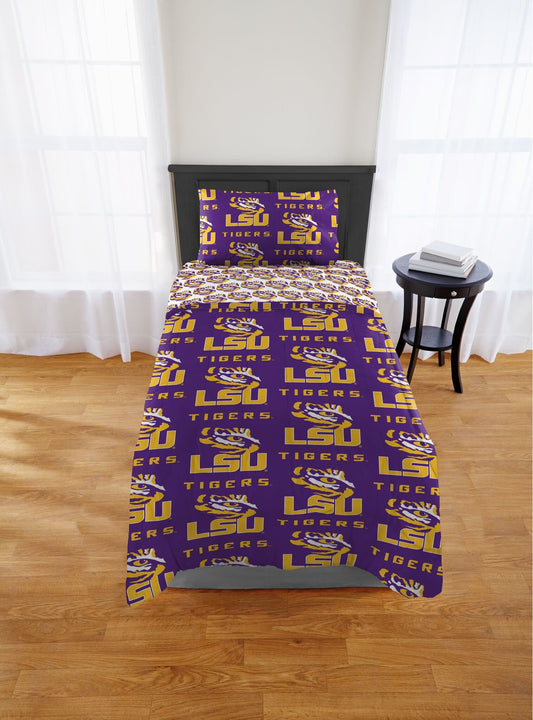 LSU Tigers Twin Rotary Bed In a Bag Set