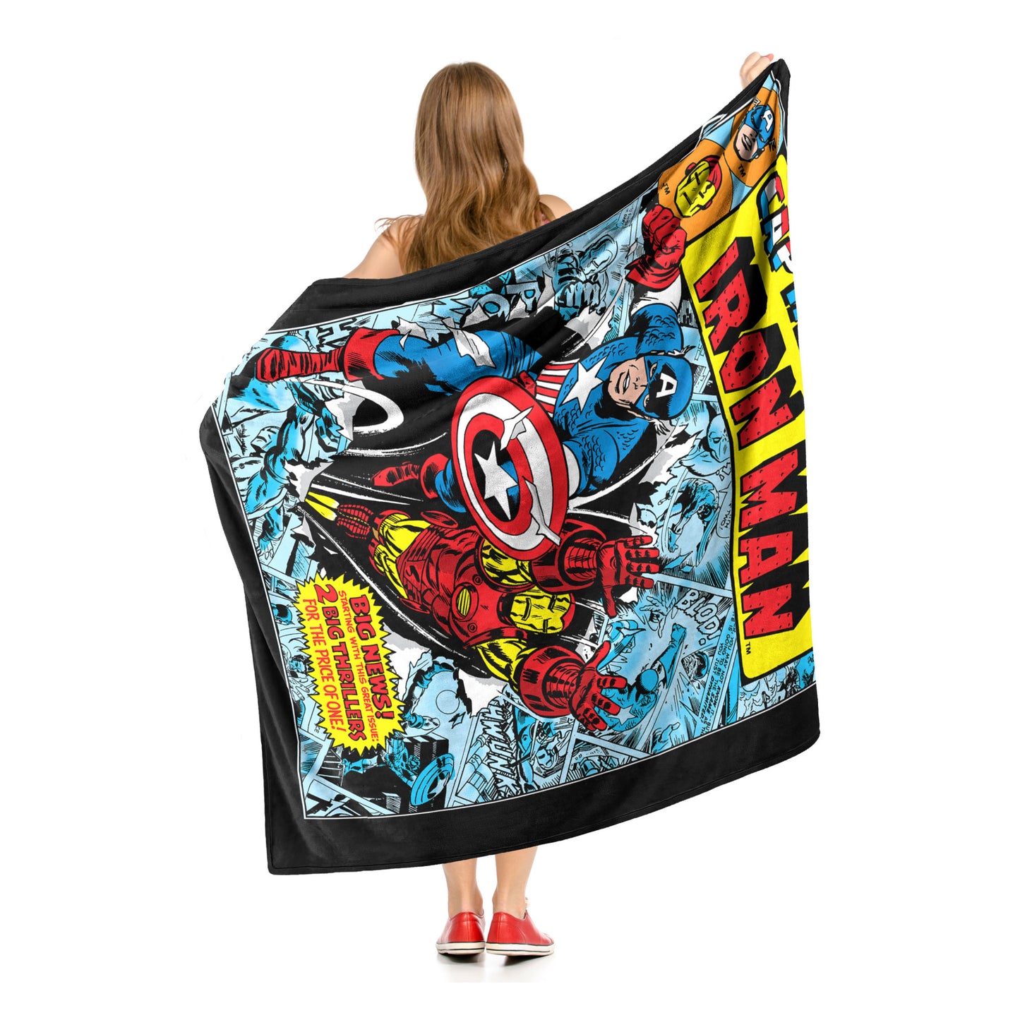 Marvel Comics Avengers "Double Feature" Throw Blanket 50"x60"