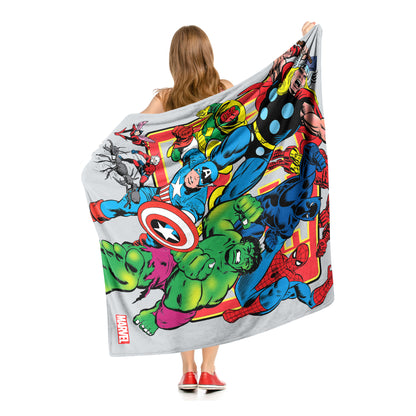 Marvel Comics Avengers "Comic Run" Throw Blanket 50"x60"