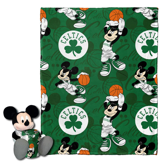 Celtics OFFICIAL NBA & Disney's Mickey Mouse Character Hugger Pillow & Silk Touch Throw Set; 40" x 50"