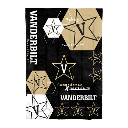 Vanderbilt OFFICIAL Collegiate "Hexagon" Twin Comforter & Sham Set