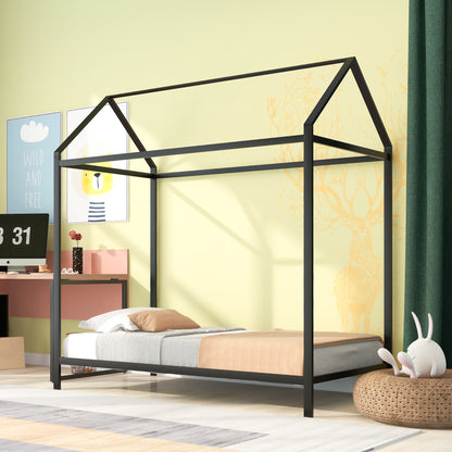 Kids House Style Canopy Twin Bed